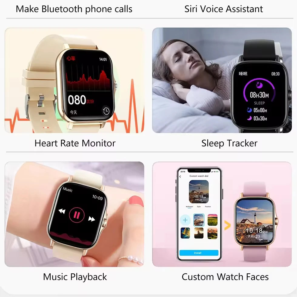 New Electronic Multifunctional Step Counter Iphone Waterproof Sleep Heart Rate Monitor Tracker IOS Fitness Sports Smart Watch