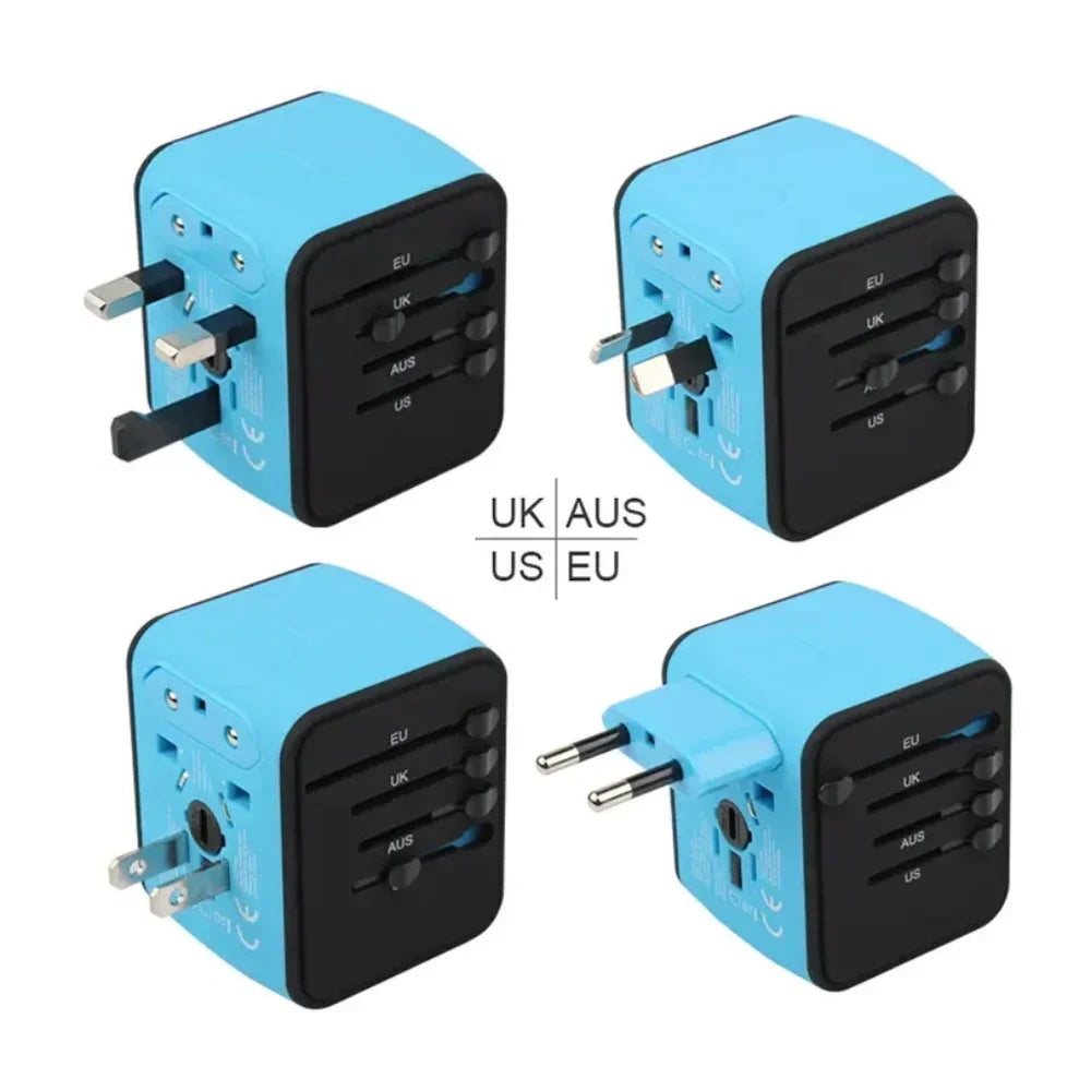 Universal Travel Adapter with Worldwide Plug (US/UK/EU/AU) & 3 USB + Type-C Ports