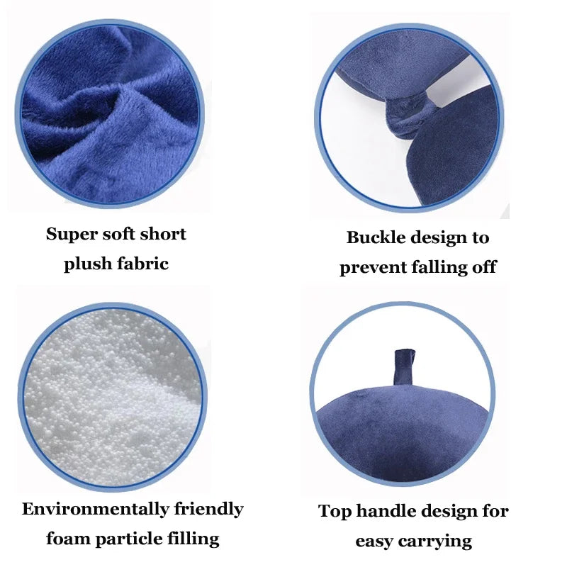 Memory Foam Travel Neck Pillow with Snap Strap – Airplane, Car, Office & Home Use