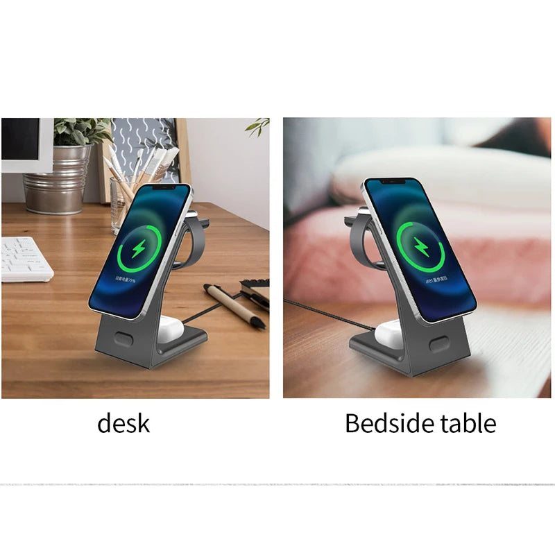 200W 3-in-1 Magnetic Wireless Charger Stand – Fast Charging Station for MagSafe iPhone 16/15/14/13, Apple Watch & AirPods Pro