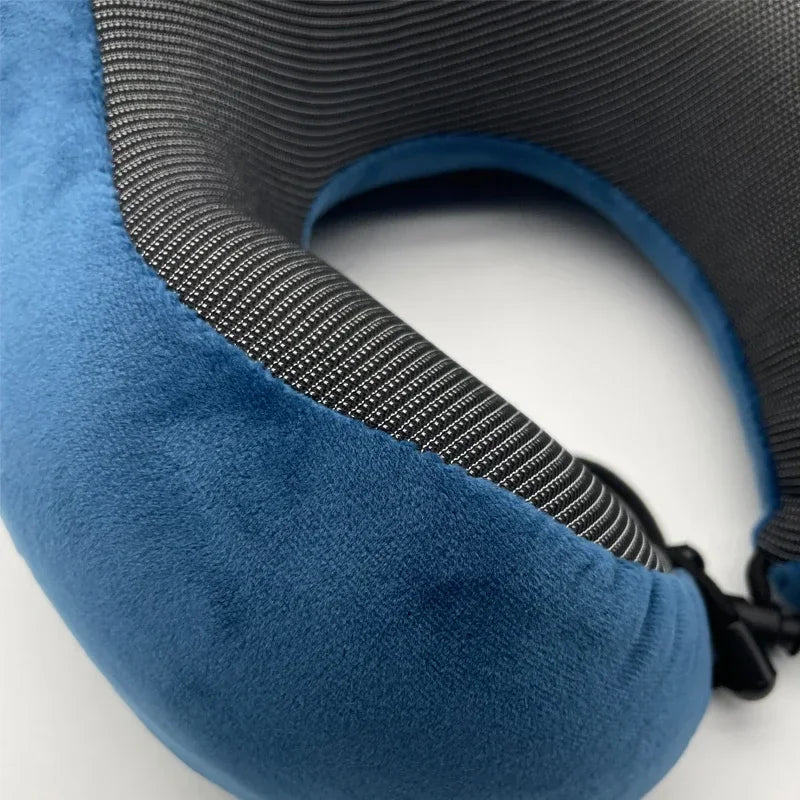 U-Shaped Memory Foam Travel Neck Pillow with Massage & Cervical Support