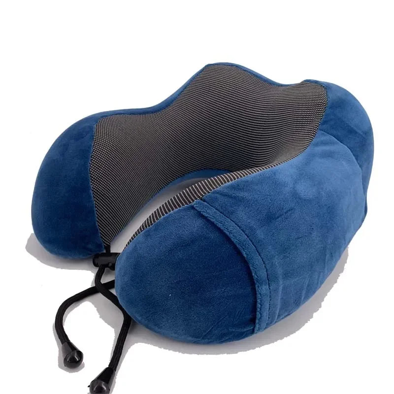 U-Shaped Memory Foam Travel Neck Pillow with Massage & Cervical Support