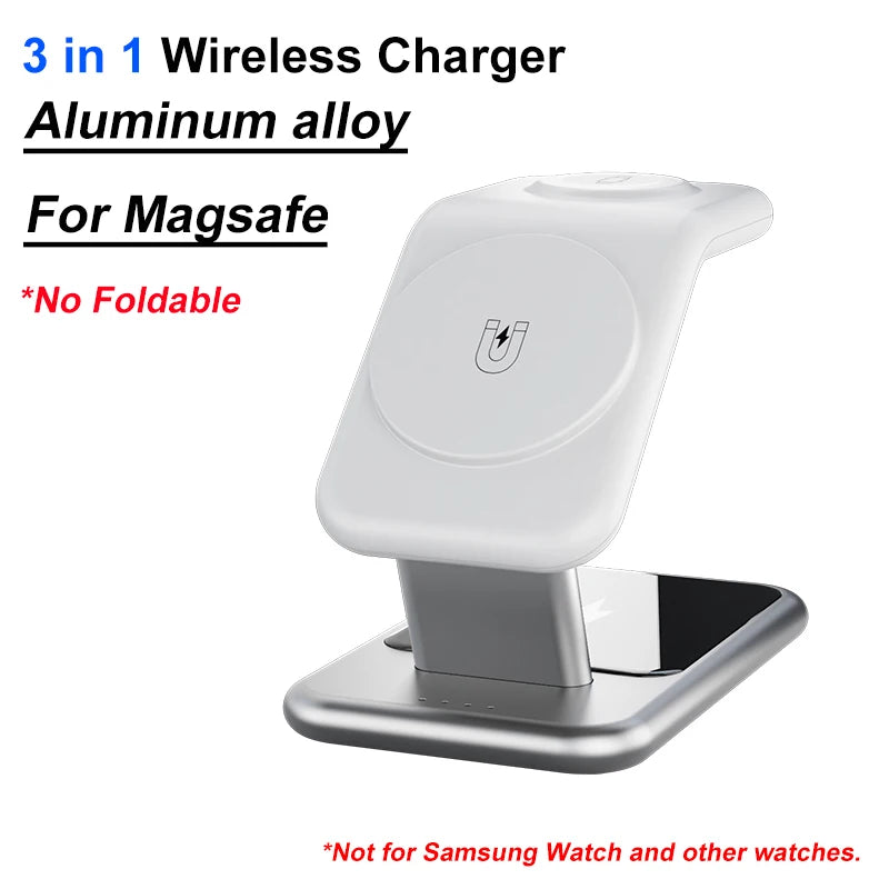 200W 3-in-1 Magnetic Wireless Charger Stand – Fast Charging Station for MagSafe iPhone 16/15/14/13, Apple Watch & AirPods Pro