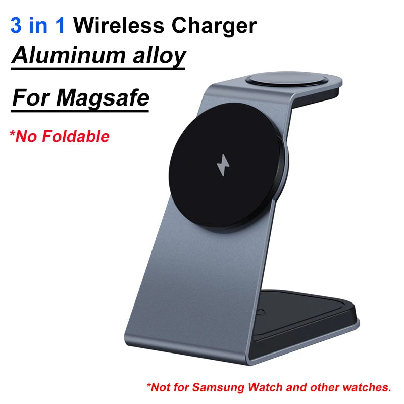200W 3-in-1 Magnetic Wireless Charger Stand – Fast Charging Station for MagSafe iPhone 16/15/14/13, Apple Watch & AirPods Pro