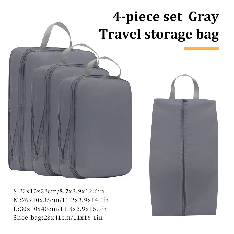 4 Pieces Sets Travel Compression Packing Cubes Saving Space Luggage Organizer Storage Bag Packing Cubes for Travel