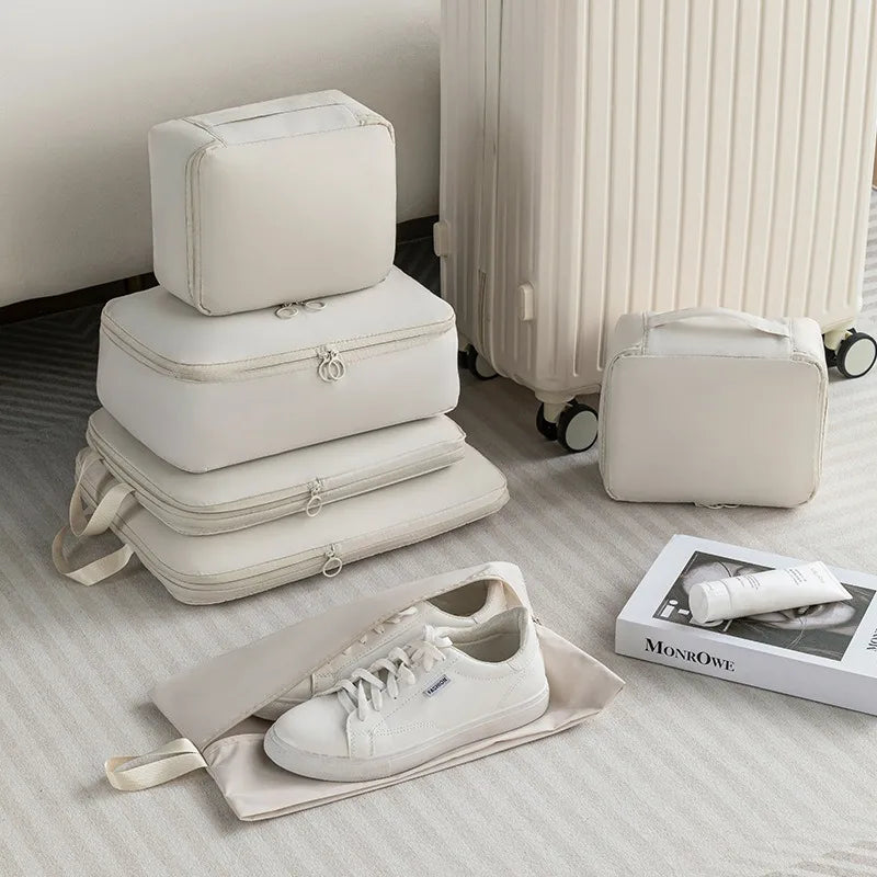 Fashion 7Pcs Compression Luggage Set Suitcase Organizers Travel Bag Personal Packing Cubes Travel Bag Organizer