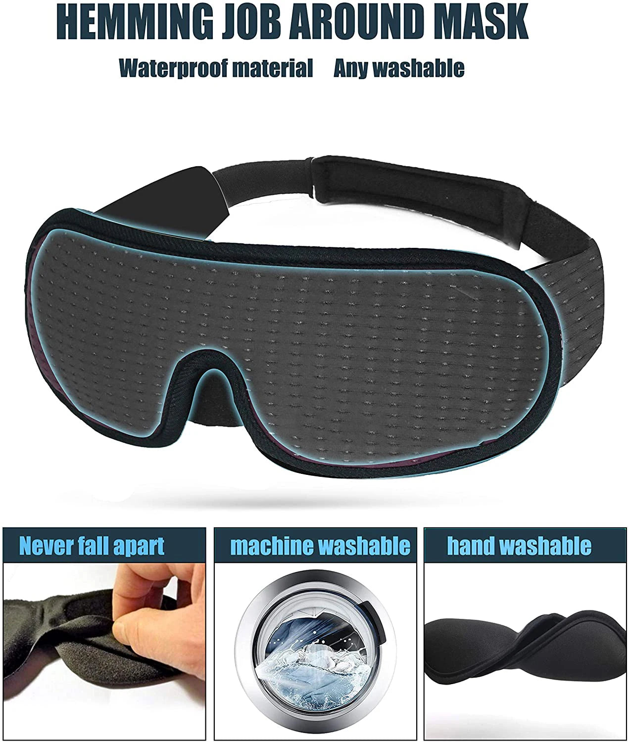 3D Contoured Sleep Eye Mask – Soft Padded Light Blocking Blindfold