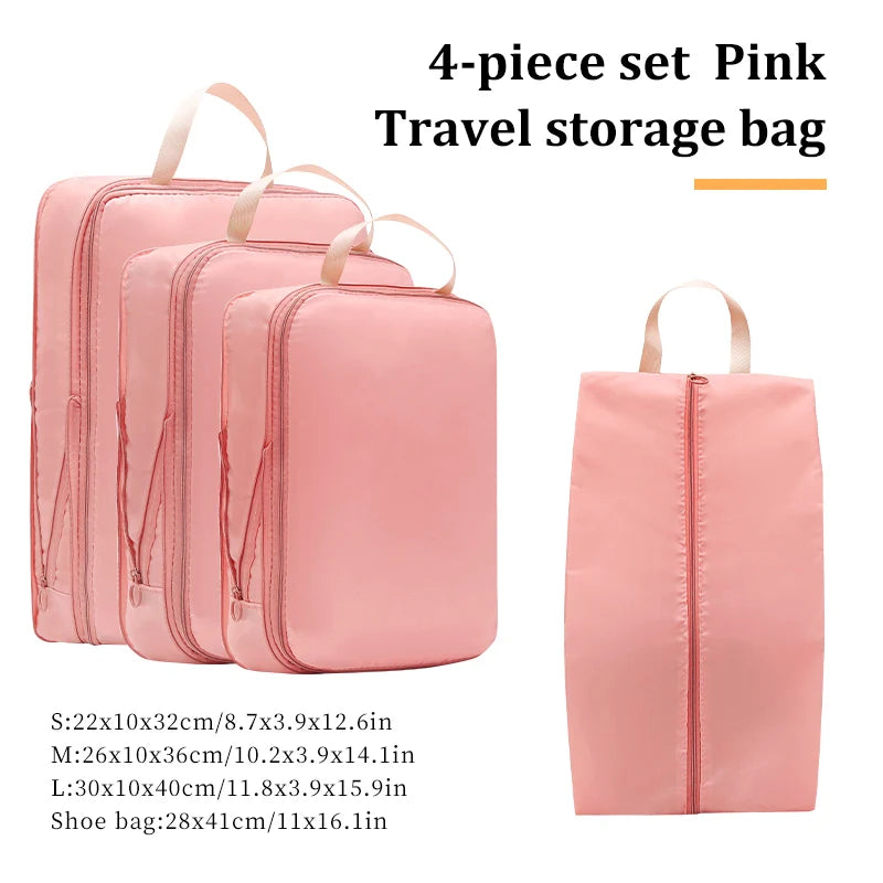 4 Pieces Sets Travel Compression Packing Cubes Saving Space Luggage Organizer Storage Bag Packing Cubes for Travel