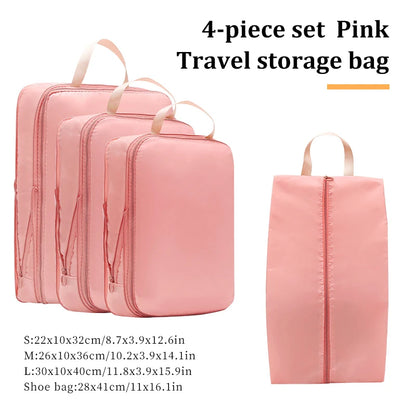 4 Pieces Sets Travel Compression Packing Cubes Saving Space Luggage Organizer Storage Bag Packing Cubes for Travel