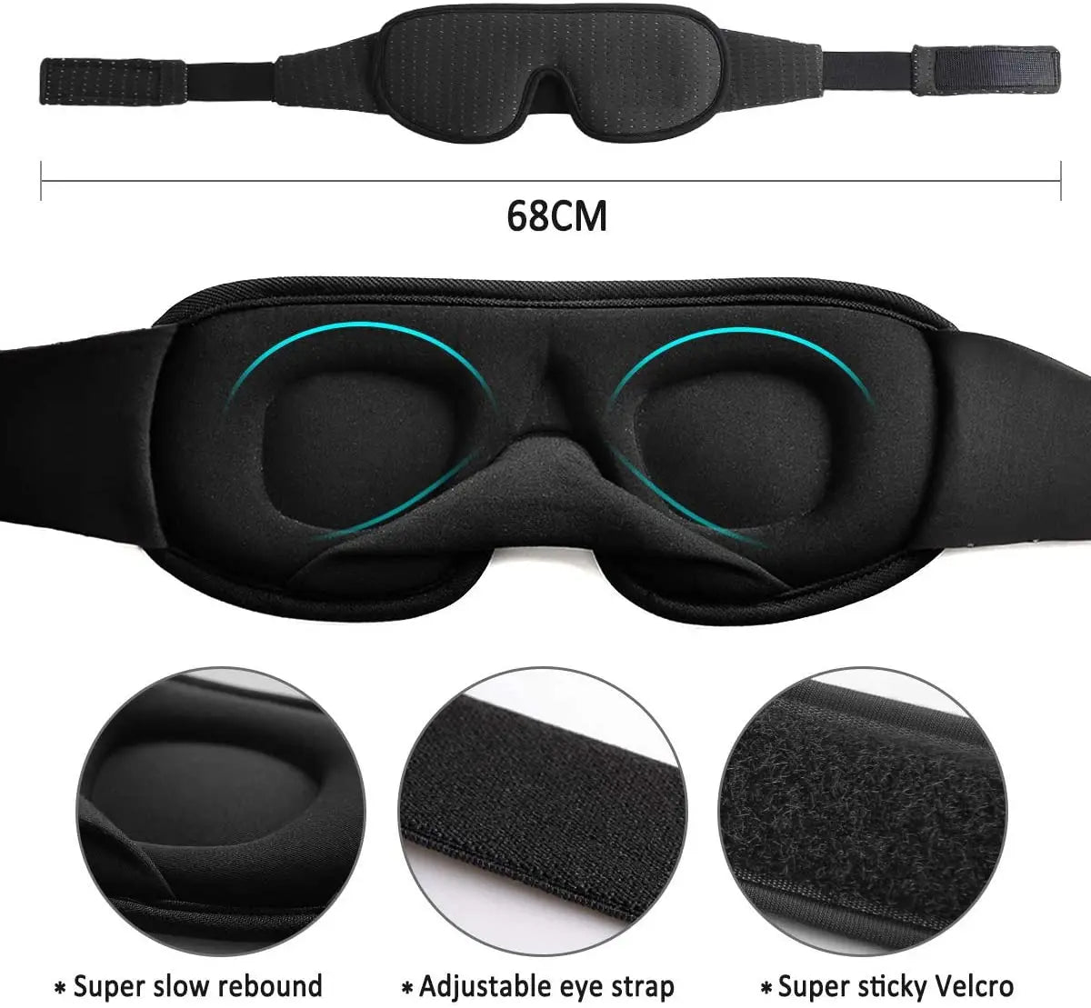 3D Contoured Sleep Eye Mask – Soft Padded Light Blocking Blindfold