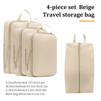4 Pieces Sets Travel Compression Packing Cubes Saving Space Luggage Organizer Storage Bag Packing Cubes for Travel