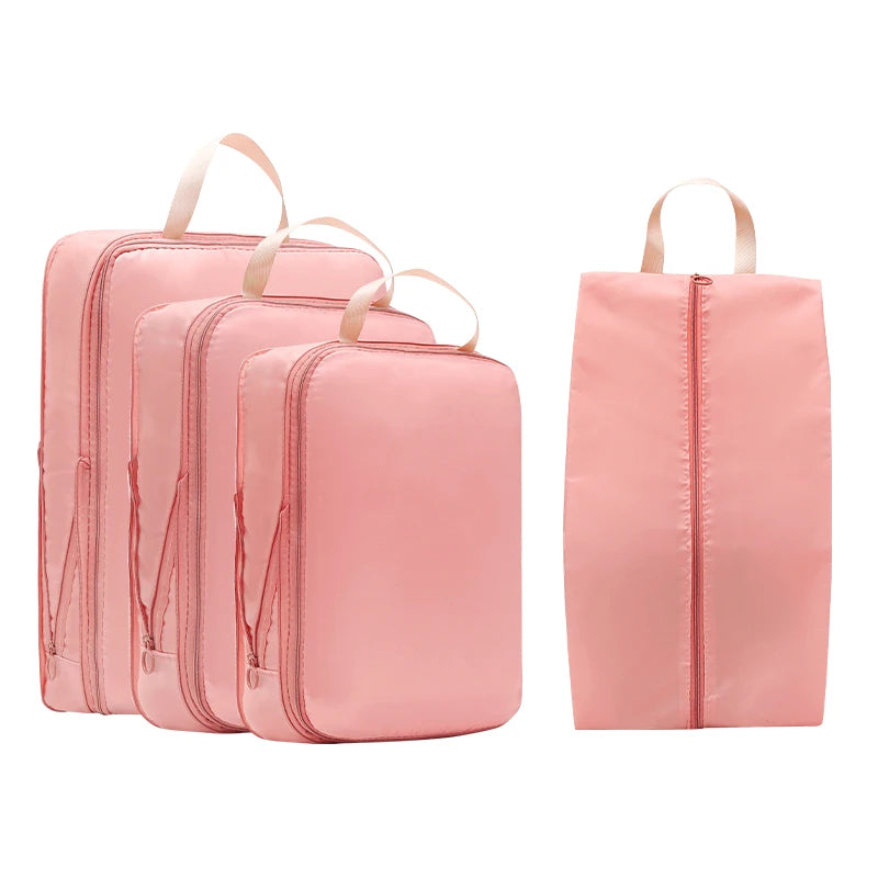 4 Pieces Sets Travel Compression Packing Cubes Saving Space Luggage Organizer Storage Bag Packing Cubes for Travel