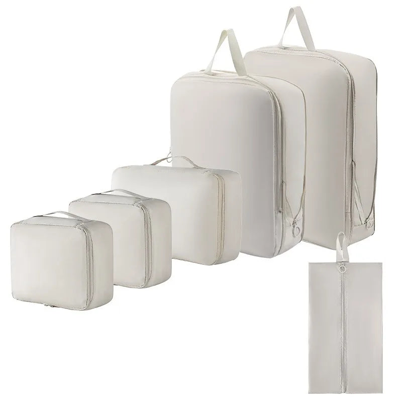 Fashion 7Pcs Compression Luggage Set Suitcase Organizers Travel Bag Personal Packing Cubes Travel Bag Organizer