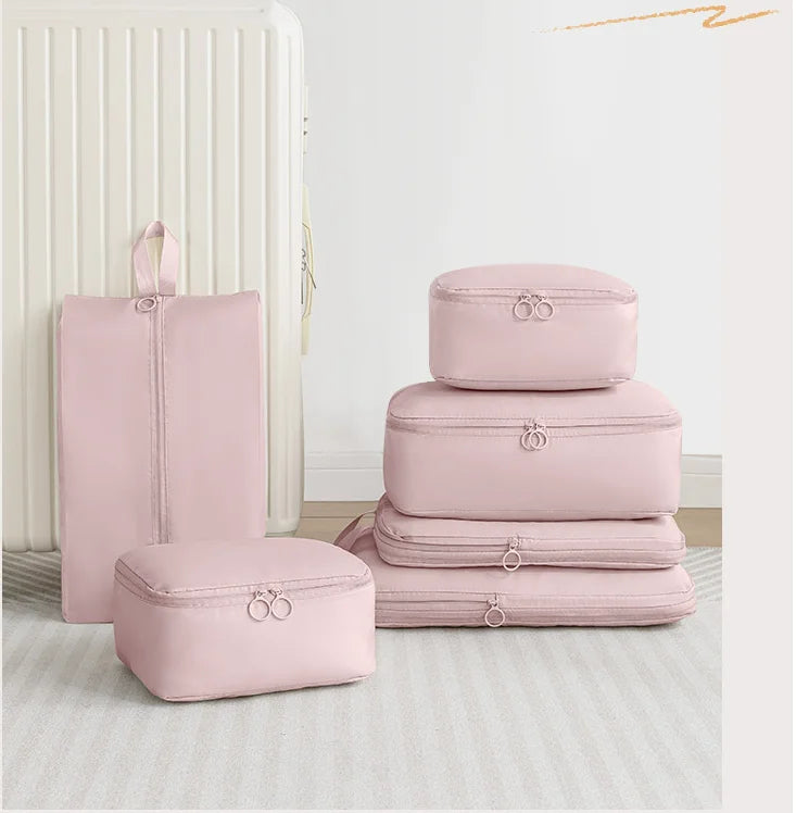 Fashion 7Pcs Compression Luggage Set Suitcase Organizers Travel Bag Personal Packing Cubes Travel Bag Organizer