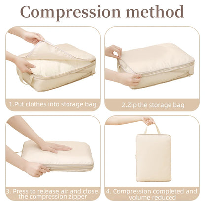 4 Pieces Sets Travel Compression Packing Cubes Saving Space Luggage Organizer Storage Bag Packing Cubes for Travel