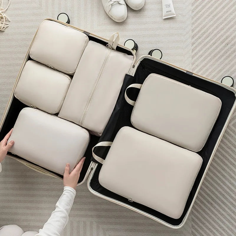 Fashion 7Pcs Compression Luggage Set Suitcase Organizers Travel Bag Personal Packing Cubes Travel Bag Organizer