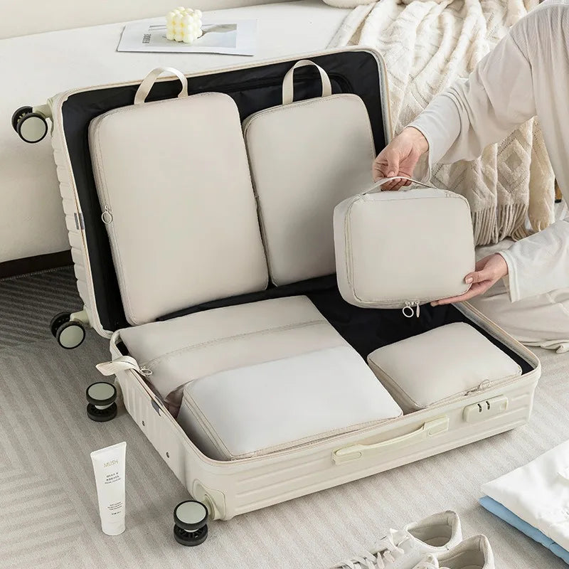 Fashion 7Pcs Compression Luggage Set Suitcase Organizers Travel Bag Personal Packing Cubes Travel Bag Organizer