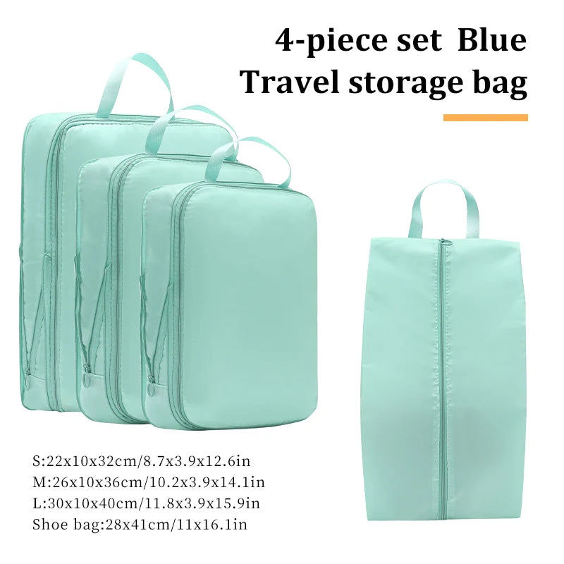 4 Pieces Sets Travel Compression Packing Cubes Saving Space Luggage Organizer Storage Bag Packing Cubes for Travel