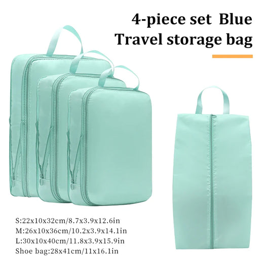 4 Pieces Sets Travel Compression Packing Cubes Saving Space Luggage Organizer Storage Bag Packing Cubes for Travel