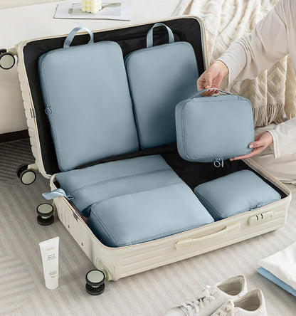 Fashion 7Pcs Compression Luggage Set Suitcase Organizers Travel Bag Personal Packing Cubes Travel Bag Organizer