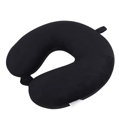 Memory Foam Travel Neck Pillow with Snap Strap – Airplane, Car, Office & Home Use