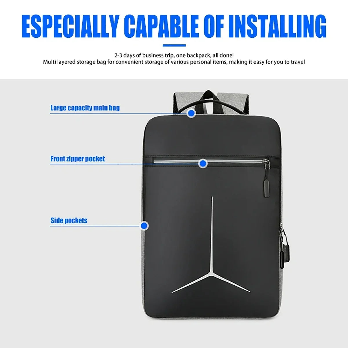 Smart Travel Laptop Backpack – Anti-Theft, Waterproof, USB Charging, Men’s Hard Shell Bag