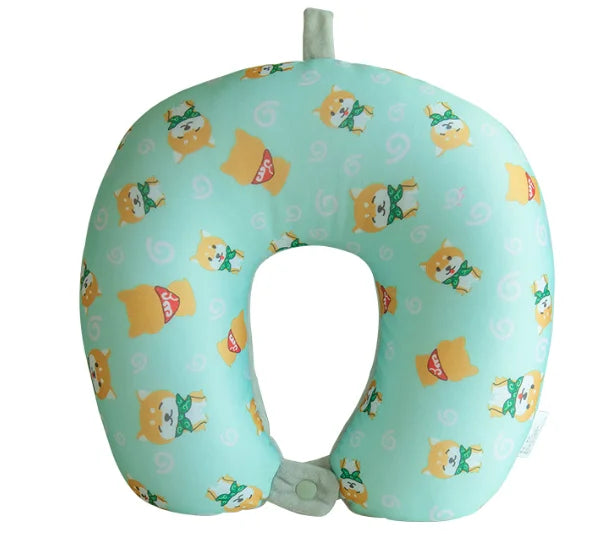 Memory Foam Travel Neck Pillow with Snap Strap – Airplane, Car, Office & Home Use