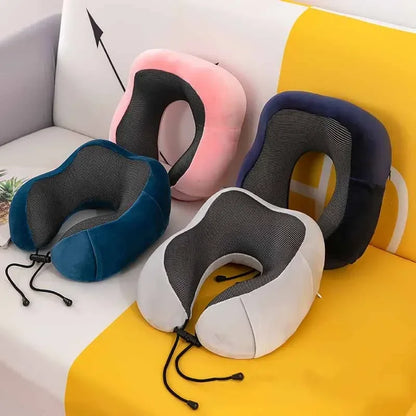 U-Shaped Memory Foam Travel Neck Pillow with Massage & Cervical Support
