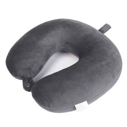 Memory Foam Travel Neck Pillow with Snap Strap – Airplane, Car, Office & Home Use
