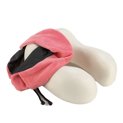 U-Shaped Memory Foam Travel Neck Pillow with Massage & Cervical Support
