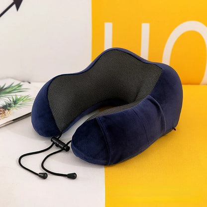 U-Shaped Memory Foam Travel Neck Pillow with Massage & Cervical Support